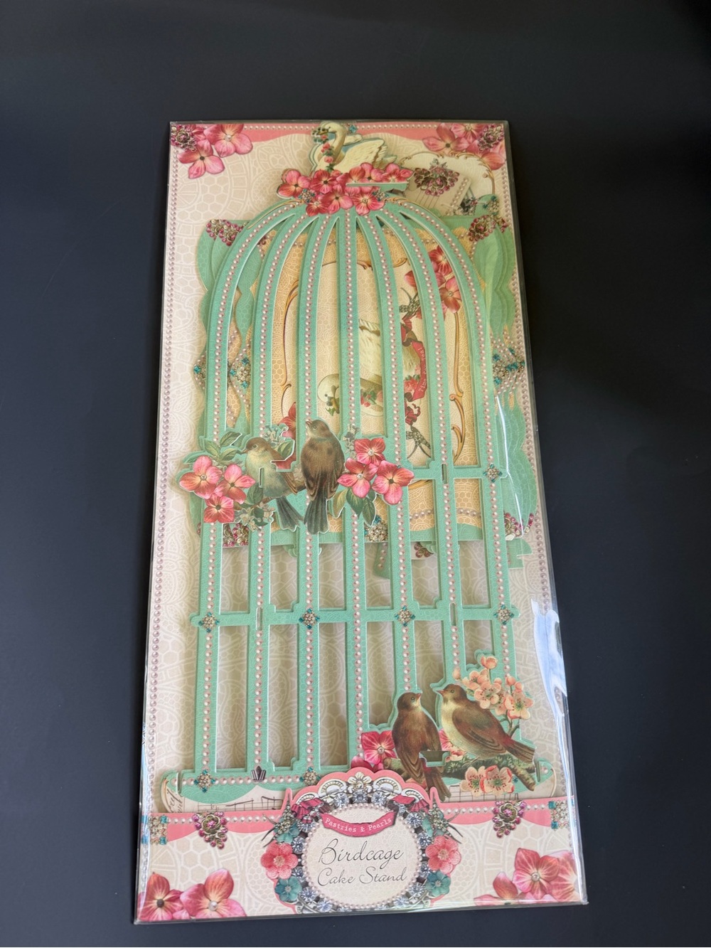 Pastries and Pearls Birdcage Cardboard Cake Stand 3 Tier